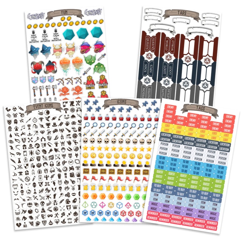 TTRPG CHARACTER SHEET & TAG STICKERS