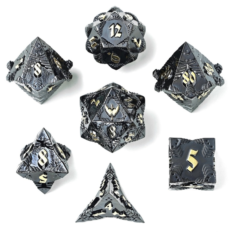 PALADIN CLASS METAL RPG DICE: GUNMETAL & GOLD