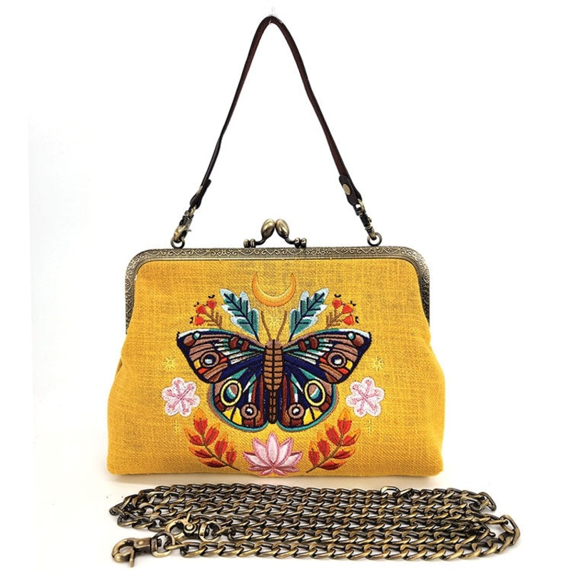 SUNSHINE MOTH KISSLOCK VINTAGE STYLE PURSE