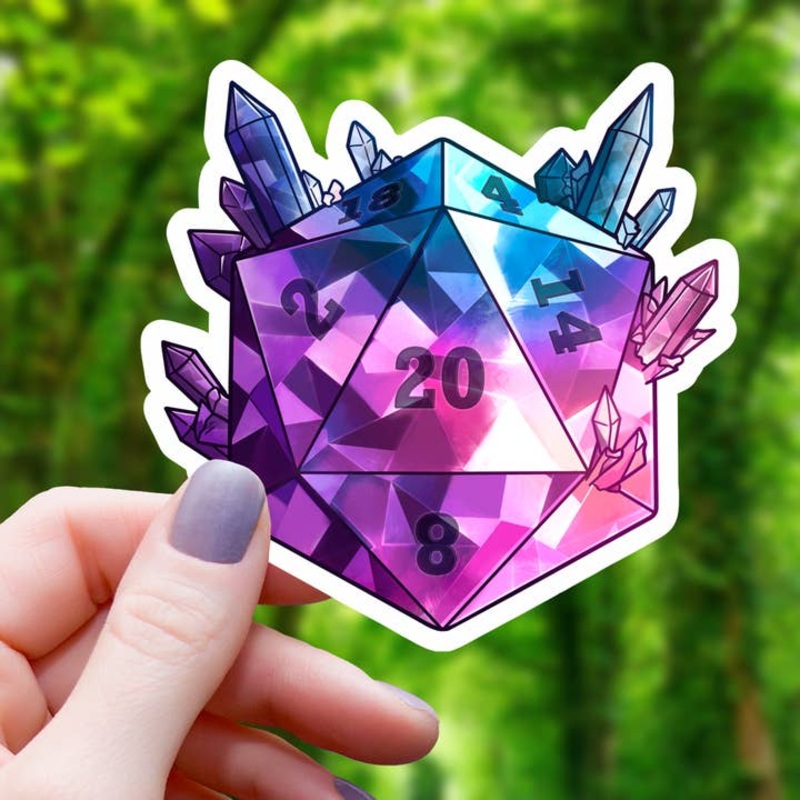 CRYSTAL D20 POLYHEDRAL DICE STICKER