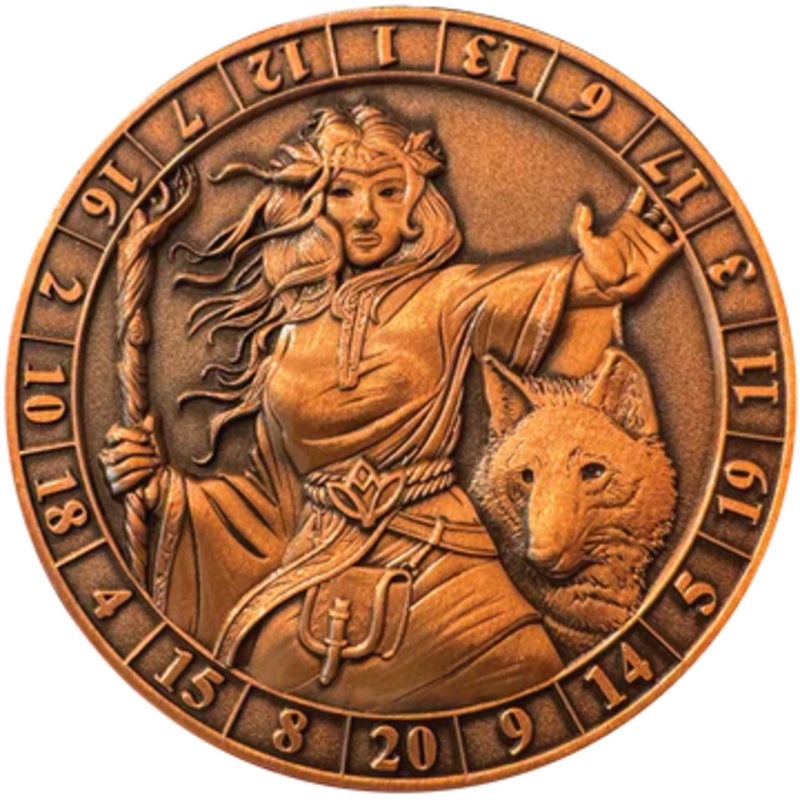 GOLIATH DICE COIN - D20 FEMALE DRUID