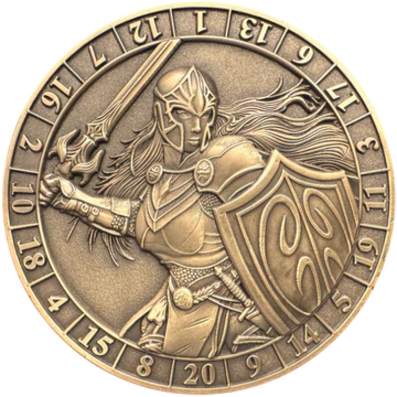 GOLIATH DICE COIN - D20 FEMALE HUMAN FIGHTER