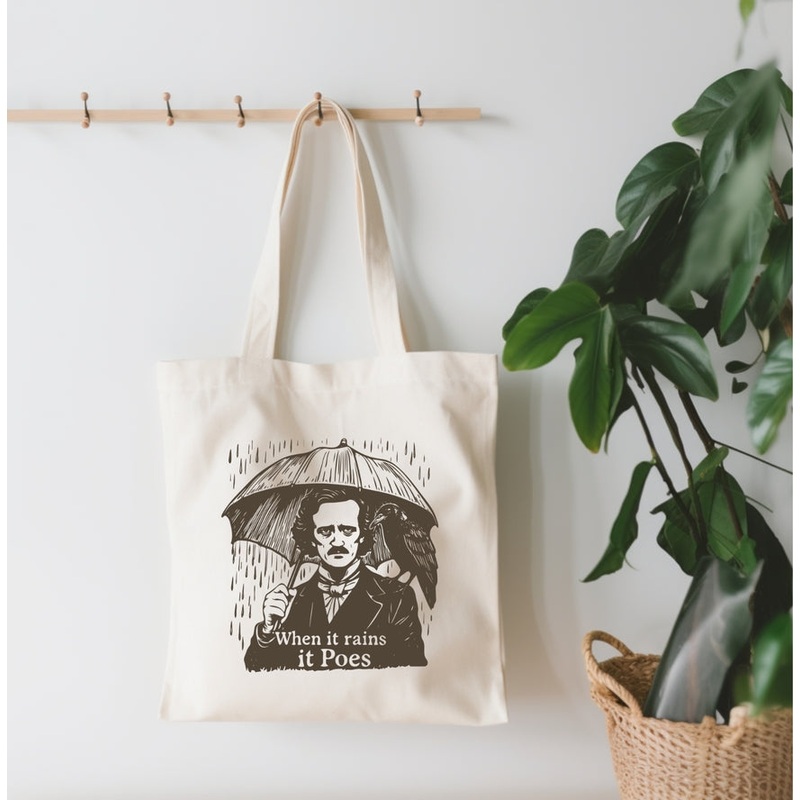 WHEN IT RAINS IT POES TOTE BAG