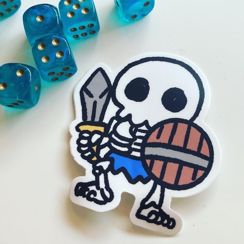 SKELETON STICKER WITH SWORD AND SHIELD