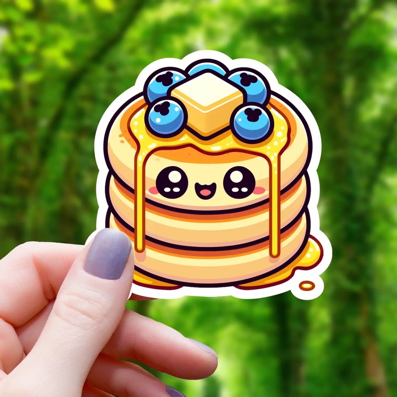 KAWAII BLUEBERRY PANCAKES STICKER