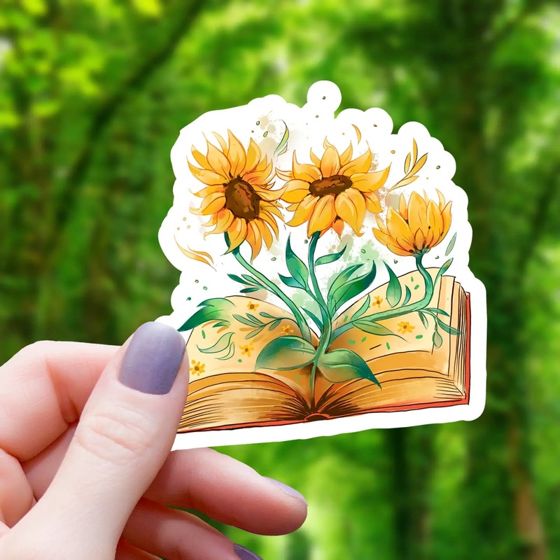 SUNFLOWER BOOK WATERCOLOR STICKER