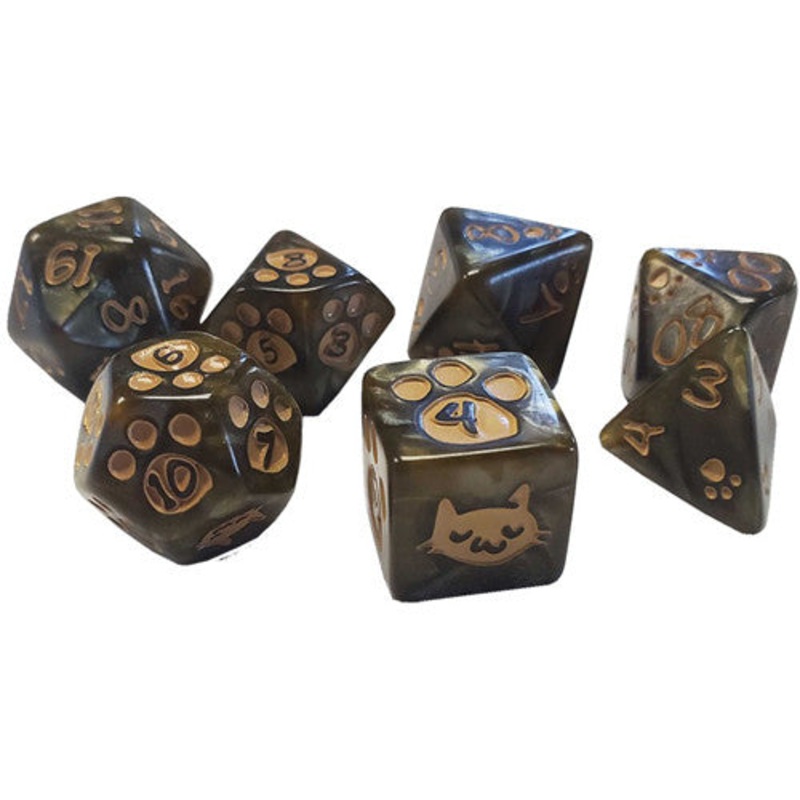 BROWN KITTEN POLY 7 DICE SET