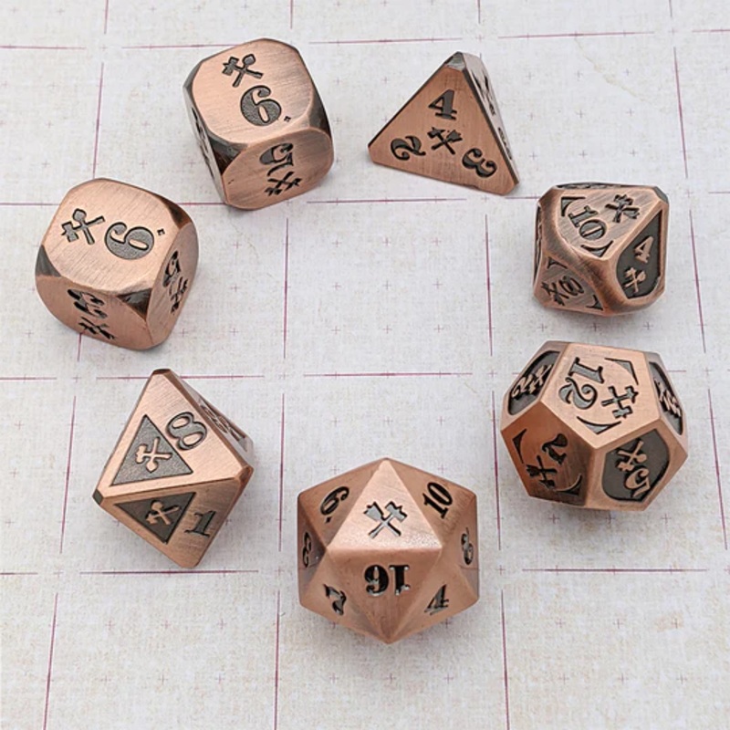 BLUDGEON METAL DAMAGE DICE (7) COPPER/BLACK