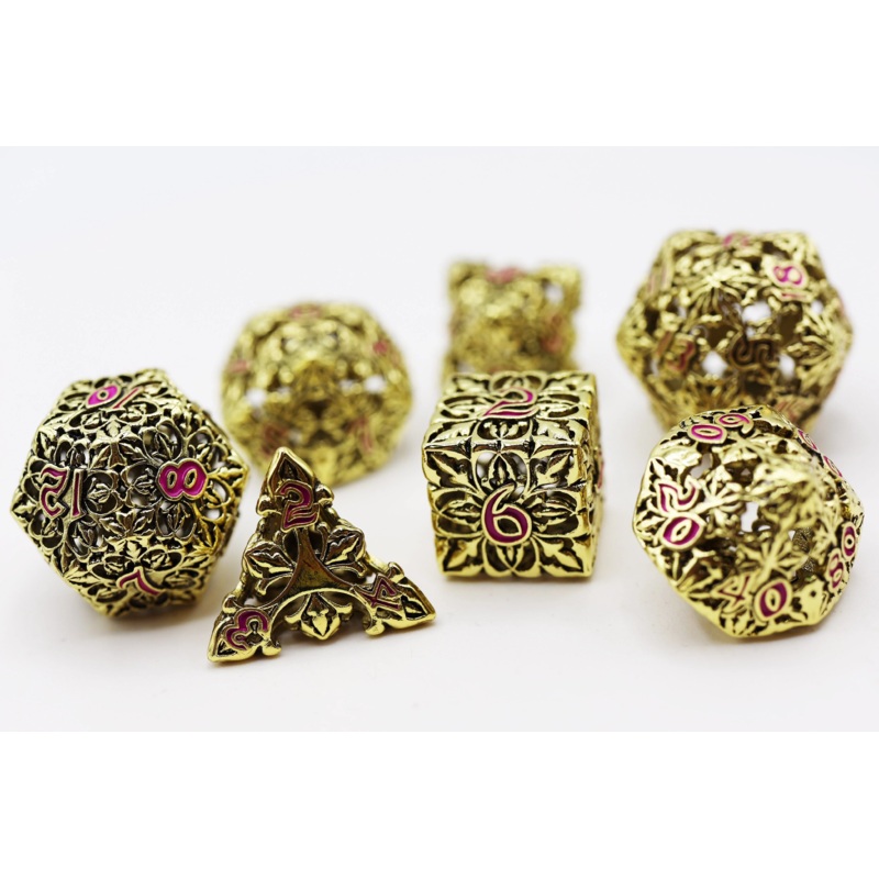 FLEUR DE LIS GILDED MAGENTA HOLLOW RPG DICE