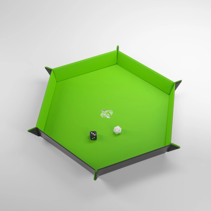 MAGNETIC DICE TRAY HEXAGONAL BLACK AND GREEN