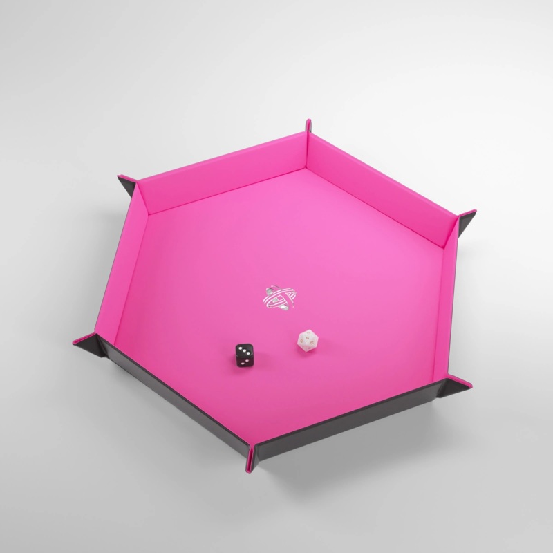 MAGNETIC DICE TRAY HEXAGONAL BLACK AND PINK