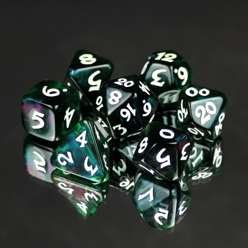 MOONSTONE FARALLON WITH WHITE DICE SET