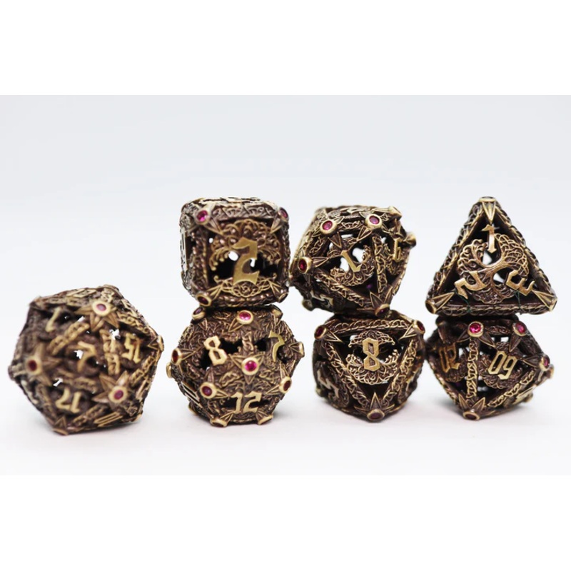 TREE OF COMPASSION HOLLOW METAL DICE SET
