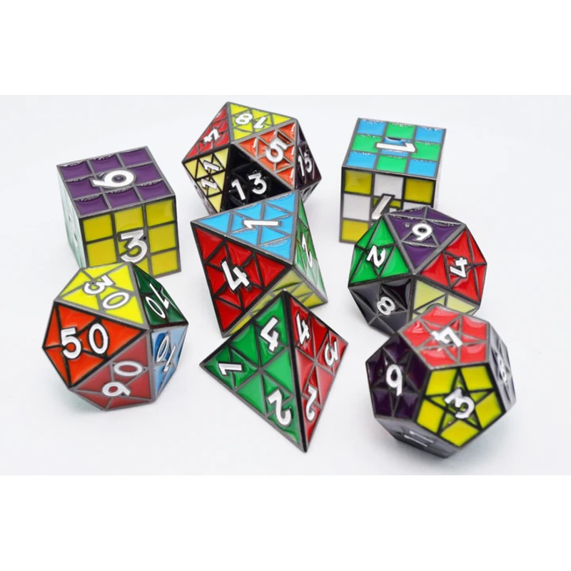 PUZZLE CUBE MIDNIGHT METAL DICE SET