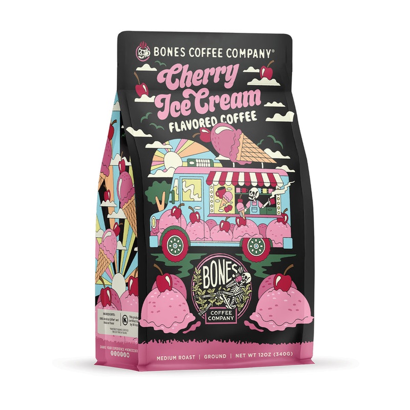 BONES COFFEE CHERRY ICE CREAM 12OZ GROUND COFFEE