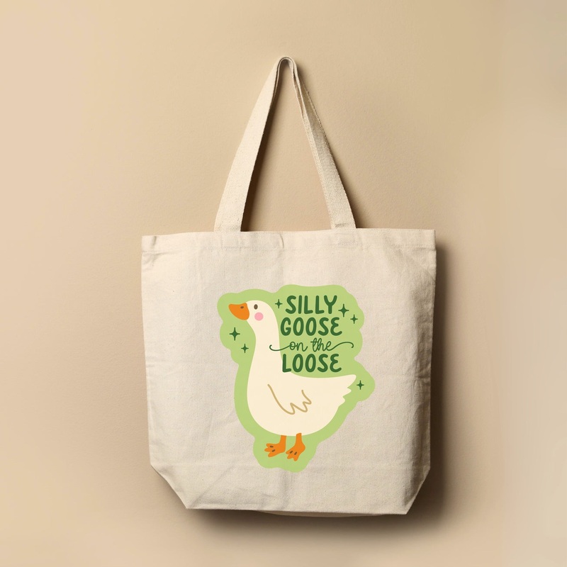 SILLY GOOSE ON THE LOOSE TOTE BAG
